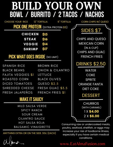 Alma Food Truck - Menu 1