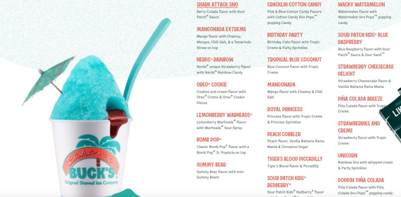 Bahama Buck's - Menu 1