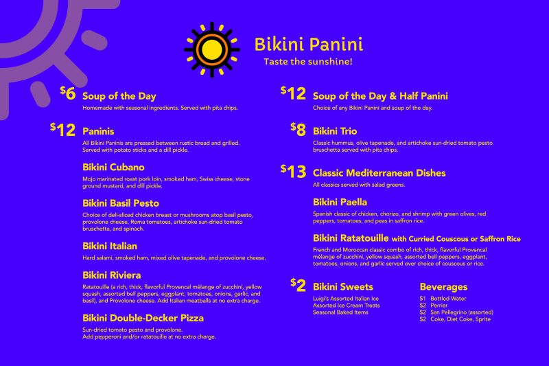 Bikini Panini - Menu 1