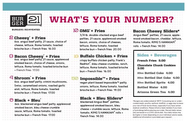 Burger 21 Tampa - Menu 1