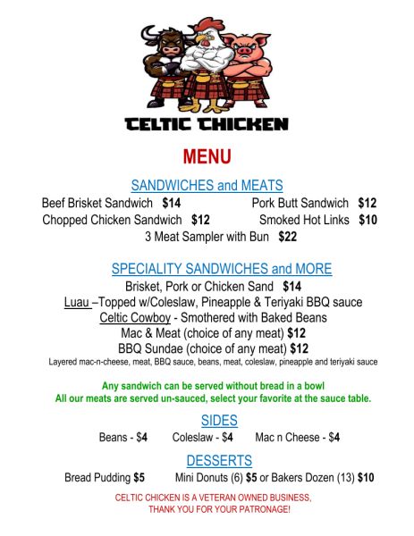 Celtic Chicken BBQ - Menu 1
