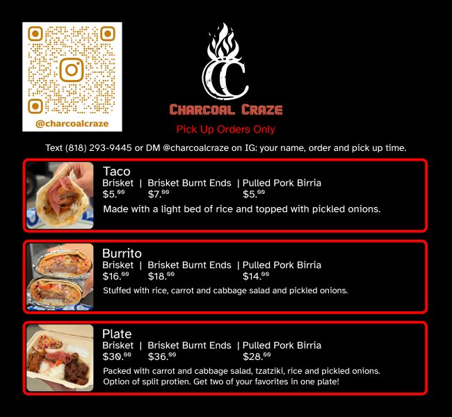 Charcoal Craze - Menu 1