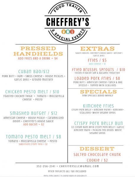 Cheffrey’s Food Trailer & Special Events - Menu 1