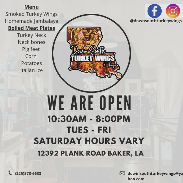 Down South Turkey, Wings, and Things - Menu 1