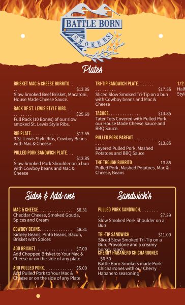 Battle Born Smokers - Menu 3
