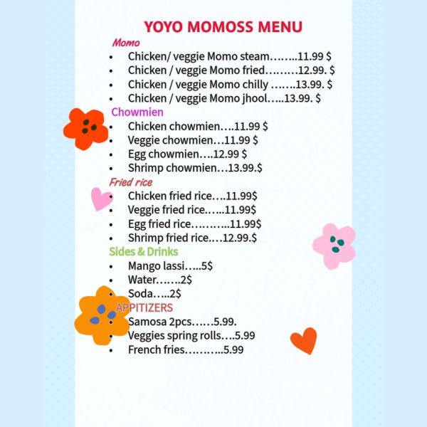 Yoyo momoss - Menu 3