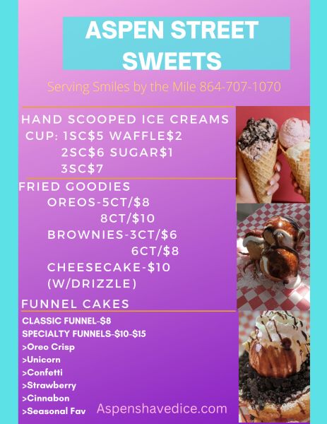 Aspen street sweets/ Aj's street kravz - Menu 3