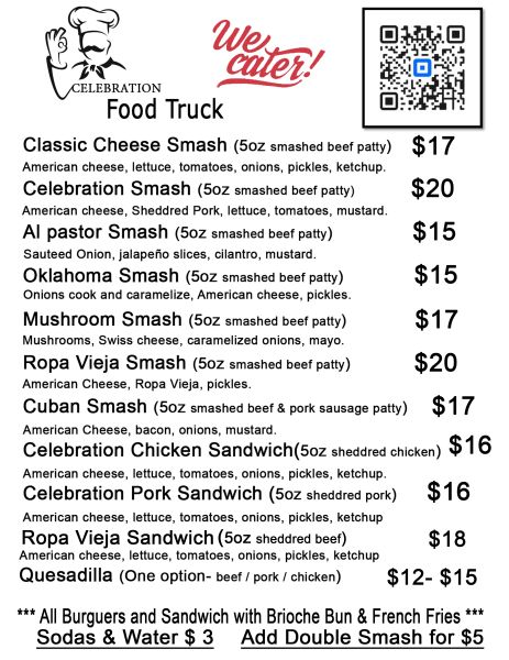 The Celebration Food Truck - Menu 3