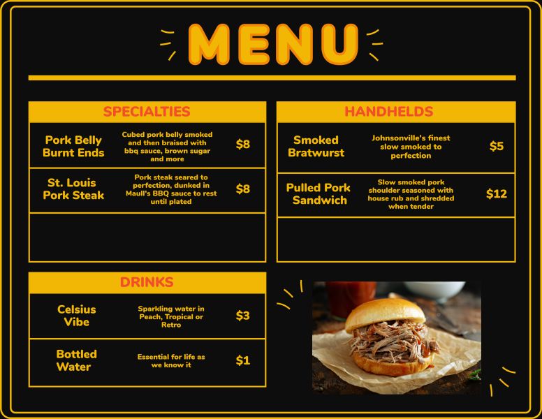 Iron & Fire Mobile BBQ - Menu 3