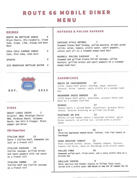 Route 66 Mobile Diner LLC - Menu 3