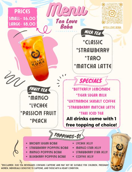 Tea Love Boba - Menu 3
