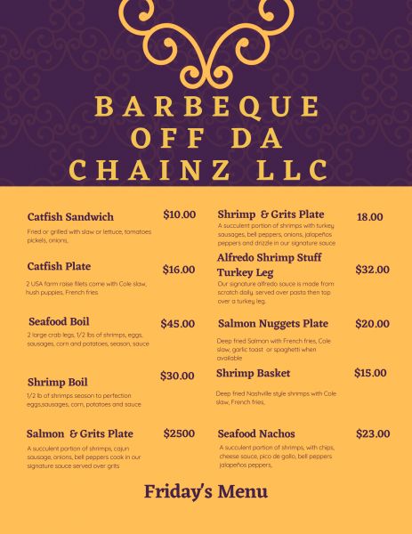 Barbeque Off Da Chainz LLC - Menu 2