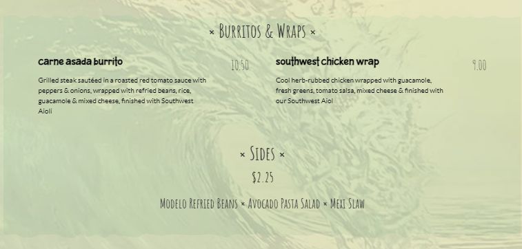 Cabo Food Truck - Menu 2