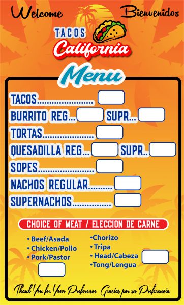 Tacos California - Menu 2