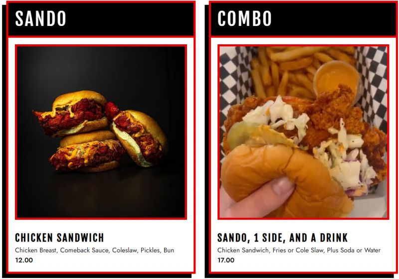 PoppyCox Nashville Hot Chicken - Menu 2