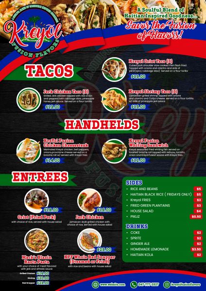 KREYOL FUSION FLAVORS - Menu 2