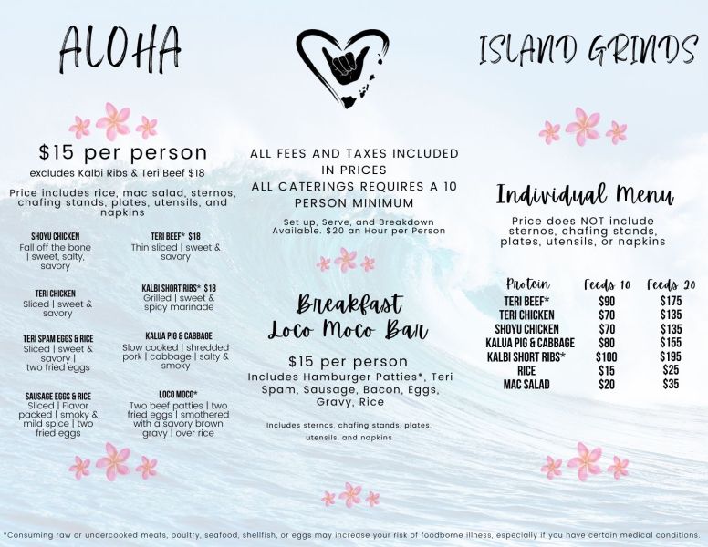 Aloha Island Grinds - Menu 2