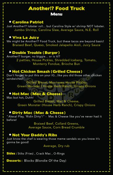 Another Food Truck - Menu 2