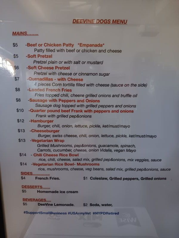 DeeVine Dogs LLC - Menu 2