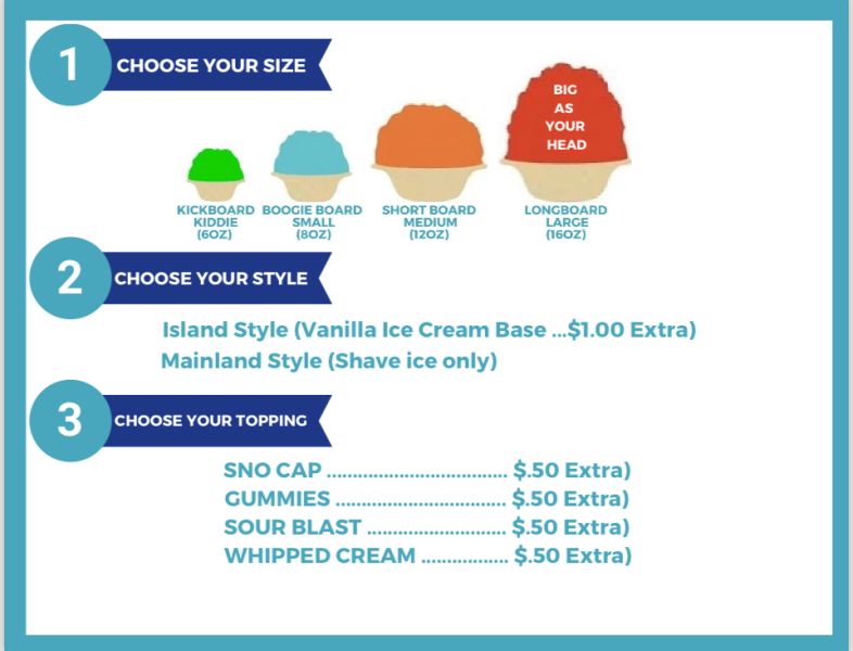 The Frozen Wave Shave Ice Company - Menu 2