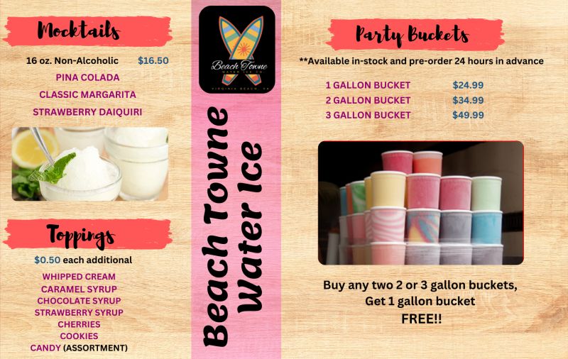 Beach Towne Water Ice Company - Menu 2
