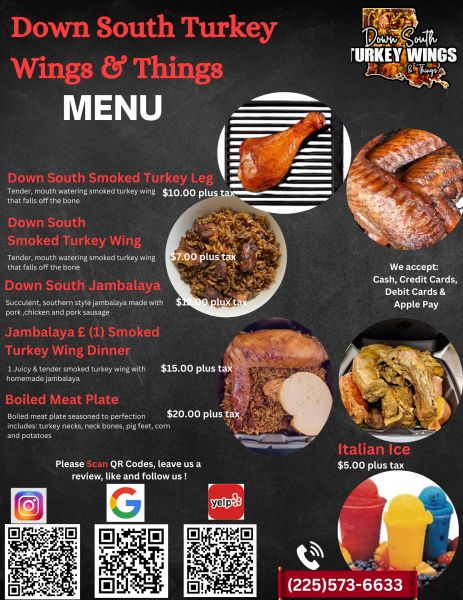 Down South Turkey, Wings, and Things - Menu 2