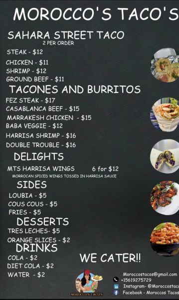 Morocco's Taco's - Menu 2