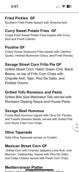 The Savage Beet - Menu 2