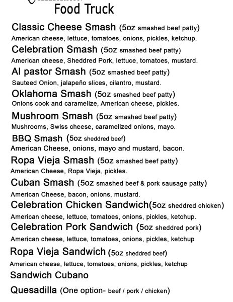 The Celebration Food Truck - Menu 2
