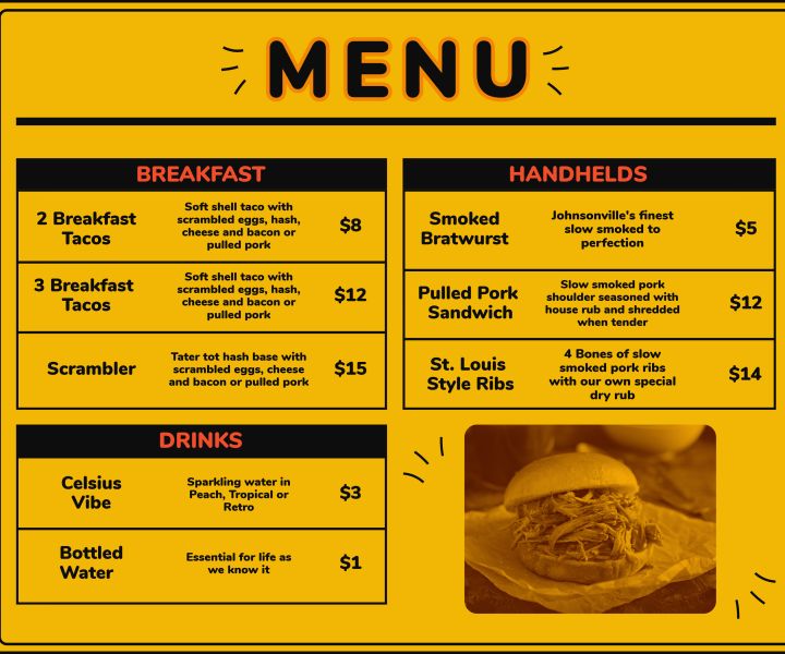 Iron & Fire Mobile BBQ - Menu 2