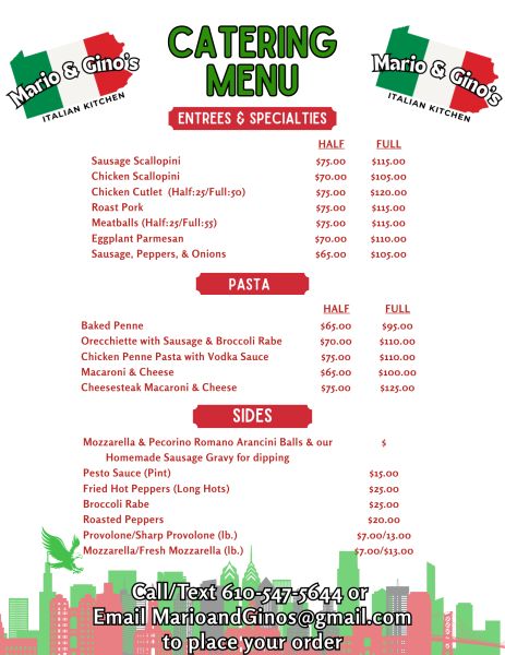 Mario and Gino’s Italian Kitchen - Menu 2