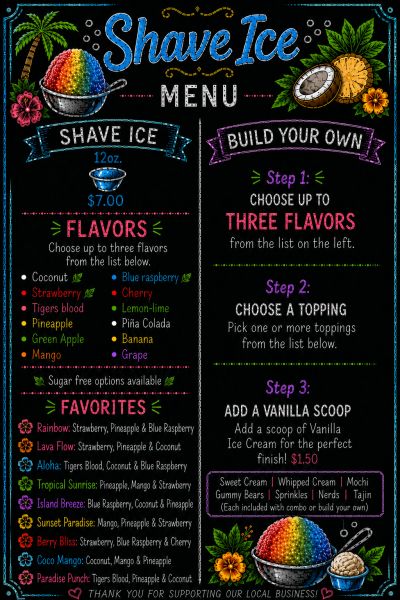 Flavour Shave Ice - Menu 2