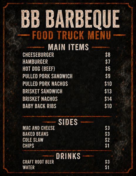 BB Barbeque - Menu 2