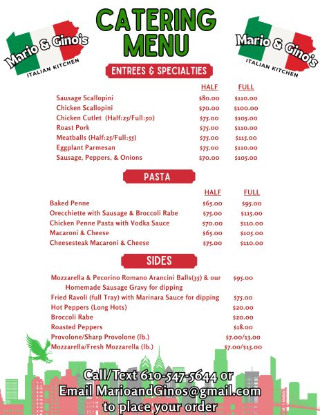 Mario and Gino’s Italian Kitchen - Menu 2