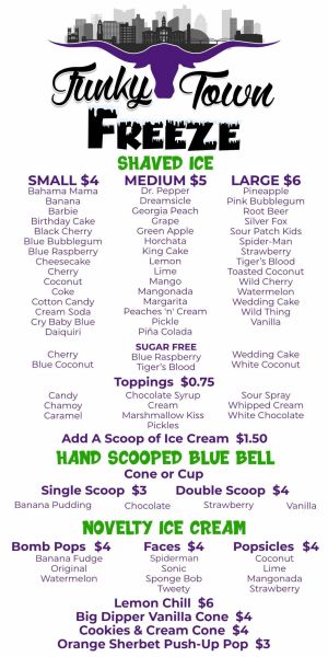 Funky town freeze and the little ice cream truck - Menu 1