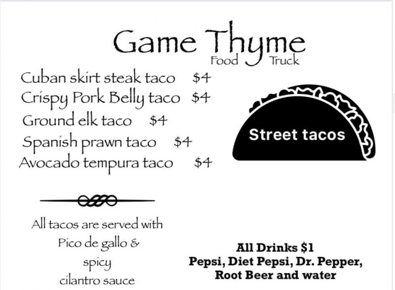 Game Thyme Food Truck - Menu 1