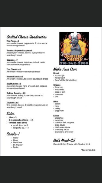 Gourmet Grilled cheese & more - Menu 1