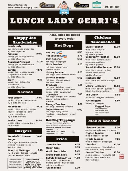 Lunch Lady Gerri’s - Menu 1