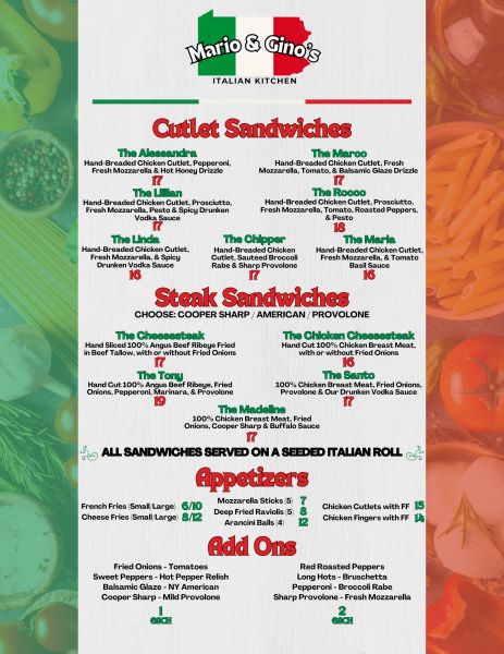Mario and Gino’s Italian Kitchen - Menu 1