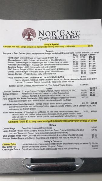 Nor'East Treats & Eats - Menu 1