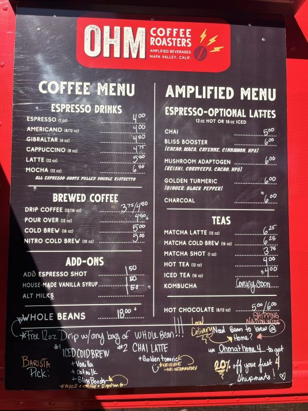 OHM Coffee Roasters - Menu 1