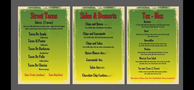 Olmeda's Mexican Grill On Wheels - Menu 1
