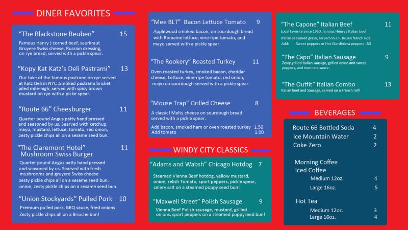 Route 66 Mobile Diner LLC - Menu 1