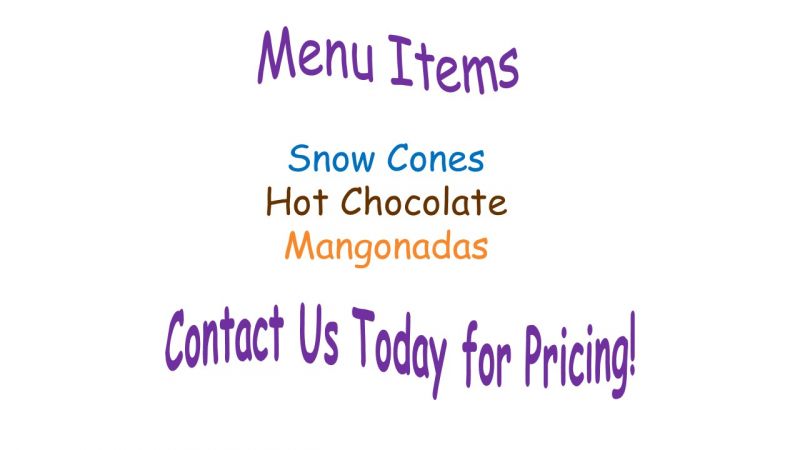 Snow Cone City, LLC - Menu 1