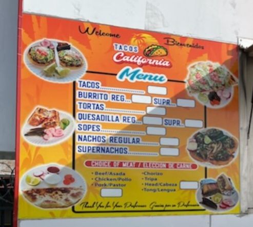 Tacos California - Menu 1