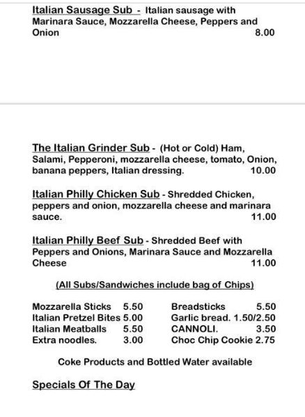 The Italian Truck - Menu 1