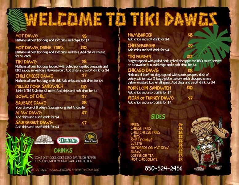 Tiki Dawgs - Menu 1