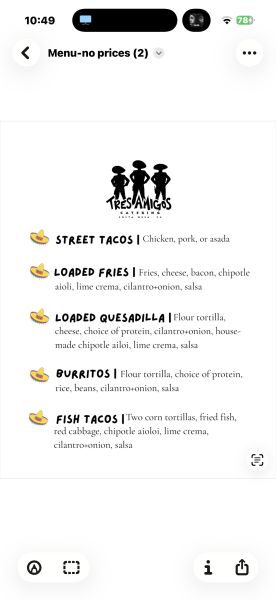 Tres Amigos Catering LLC - Menu 1