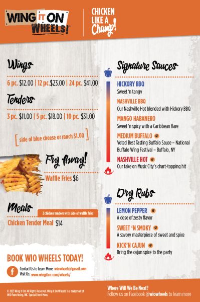 Wing it on Wheels - Menu 1