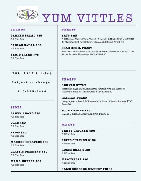 Yum Vittles Food Truck - Menu 1